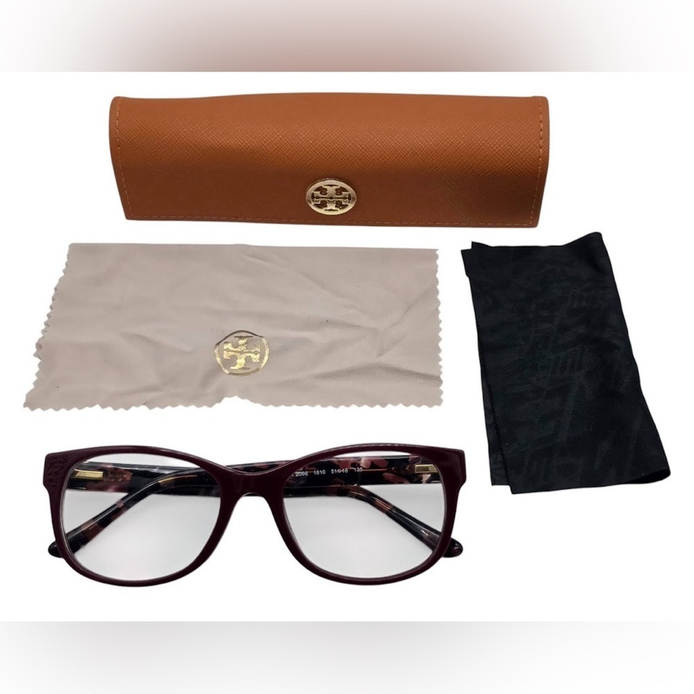 Tory Burch Burgundy Cat Eye Eyeglasses 51mm Designer Frames Case Luxe Chic